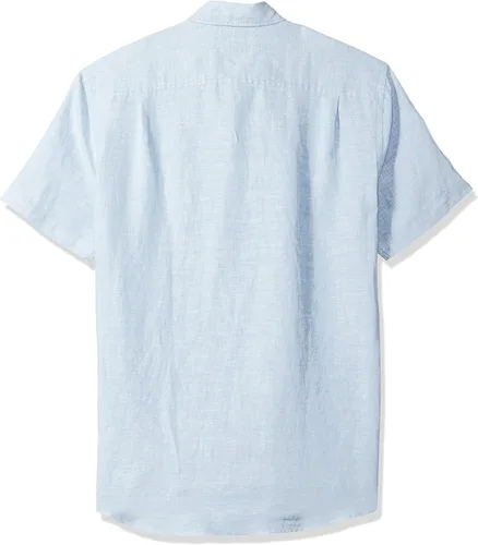 Vista 2 de Tienda Essentials Camisa de lino de manga corta ajustada para hombre