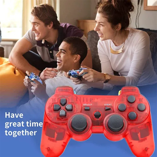 Vista 6 de Rzzhgzq 2 Pack PS3 Wireless Controller P3 Controller Wireless Bluetooth Gamepad with USB Charger Cable for PS3 Console (Clear Blue+Clear Red)