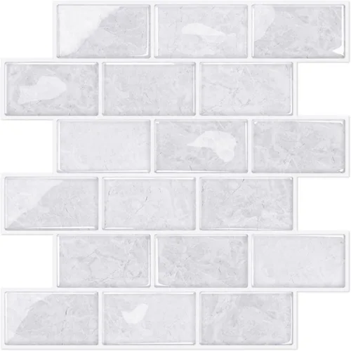Vista 17 de STICKGOO - Azulejos de metro blancos para despegar y pegar, azulejos adhesivos para cocina (paquete de 1, diseño más grueso)
