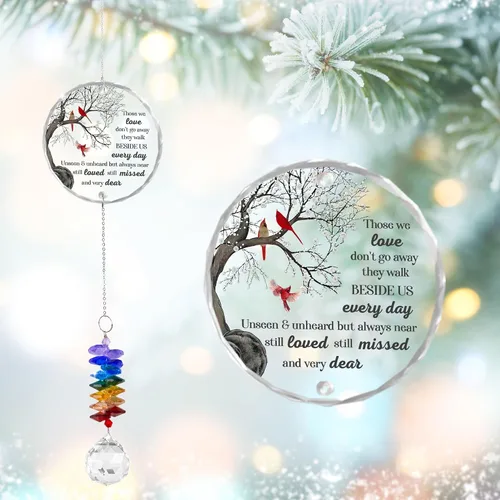 Vista 9 de Adorno de cristal para atrapasoles – Regalo conmemorativo por la pérdida de un ser querido – My Mind Still Talks to You – Recuerdo de duelo