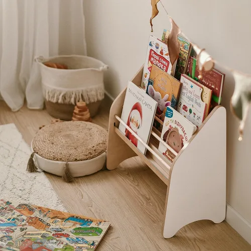 Vista 6 de Montessori - Estantería para niños pequeños, estantería de madera para almacenamiento en la habitación de los niños, sala de juegos, muebles