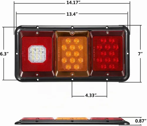 Vista 7 de Partsam 2x luces LED triples traseras 45 LEDs, rectangulares, montaje vertical u horizontal, luces LED para remolque, camión, cámper, RV, luz