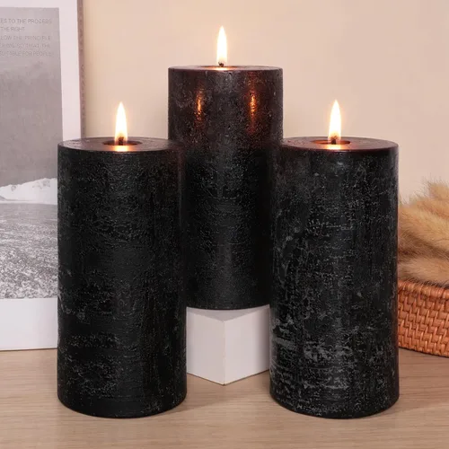 Vista 27 de Velas aromáticas de pilar FLAVCHARM de larga duración, sin goteo, rojas, 3x4 pulgadas