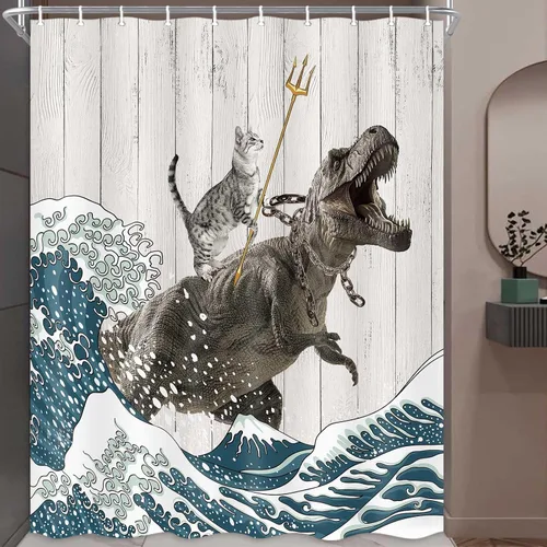 Vista 13 de Boziqr Divertidas cortinas de ducha para baño, bonita cortina de baño de elefante, luna, bosque, decoración rústica de granja, tela de poliéster