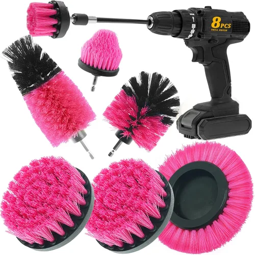 Vista 10 de Juego de 8 piezas de accesorios para cepillo de taladro, kit de cepillo de limpieza de potencia con accesorio largo extendido, cepillos de taladro