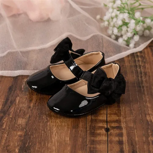 Vista 4 de Miamooi Zapatos de vestir de boda para bebés y niñas, zapatos de ballet con lazo de princesa Mary Jane, zapatos planos para primeros pasos, zapatos