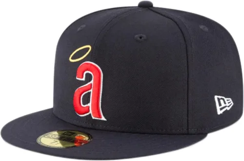 Vista 8 de Gorra New Era para hombres de los New York Yankees. Colección auténtica de gorras MLB 59Fifty, adulto, escarlata Negro