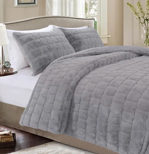 Vista 11 de Elegant Comfort Lujoso juego de edredón de piel sintética esponjosa de 3 piezas – Alternativa de plumón cálida para todas las estaciones – Ultra