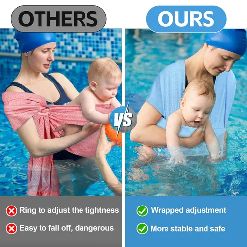 Vista 2 de Blue Water Baby Carrier Wrap Sling para aventuras acuáticas en la piscina Azul