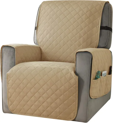 Vista 14 de Ouka - Funda reclinable para perros, de ancho de asiento de 63,5 cm, protector de sofá de tela reversible con correas elásticas, funda de sillón Gris