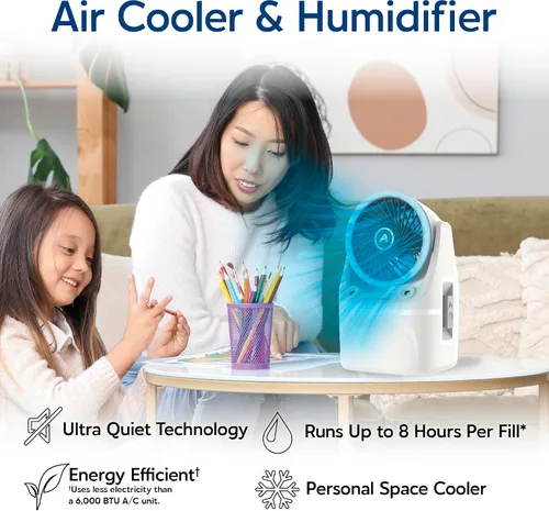 Vista 2 de Arctic Air Enfriador de aire portátil Ice Jet X3, modos de niebla dual, hasta 8 horas de tiempo de enfriamiento, enfriador portátil de 3 velocidades