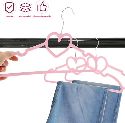 Vista 9 de Perchas prácticas de plástico ABS, paquete de 10 perchas antideslizantes con color y patrón de corazón, adecuadas para abrigos, camisas, vestidos