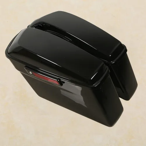 Vista 3 de Green-L Alforjas rígidas negro vívido con llaves de pestillo negro y forros compatibles con Harley Touring Road King Street Glide Electra Ultra