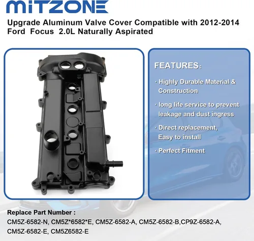 Vista 3 de MITZONE Cubierta de válvula de aluminio mejorada compatible con Ford Focus 2.0L 2012 2013 2014 aspirado naturalmente reemplazo CM5Z6582AH