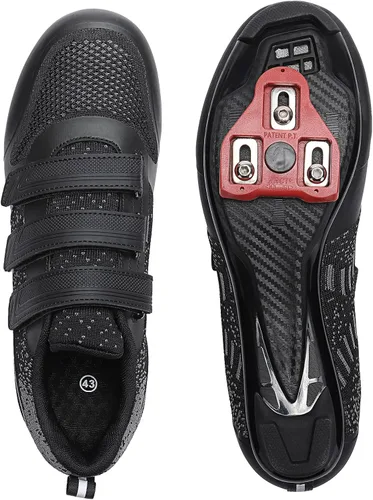 Vista 3 de Zapatos unisex de ciclismo de carretera compatibles con Peloton Shimano SPD, zapatos de equitación para hombres y mujeres, 3 correas, tacos Delta