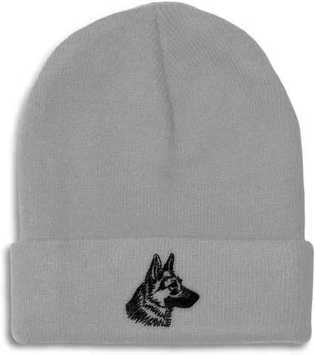 Vista 24 de Gorros personalizados para hombre, sombreros de invierno bordados de cabeza de pastor alemán negro para mujer, gorra de cráneo de acrílico, 1