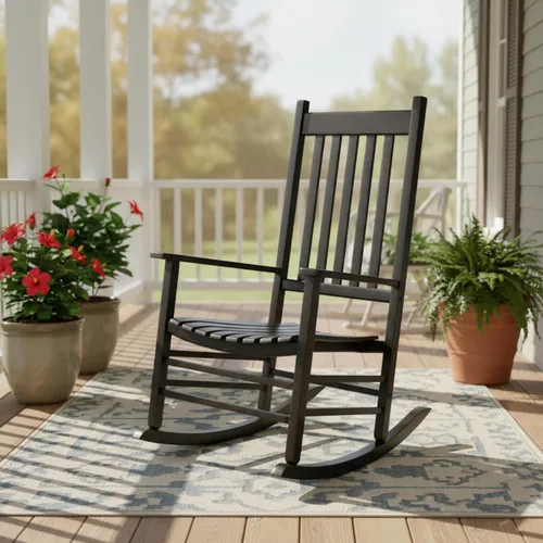 Vista 2 de Shine Company - Silla mecedora Vermont, color negro