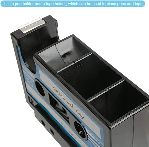 Vista 4 de RUIAN Dispensador de cinta de casete, soporte para bolígrafos, contenedor de escritorio, almacenamiento de papelería de oficina, gran capacidad