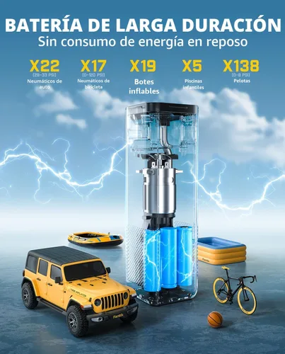 Vista 6 de Fanttik X10 Inflador de Neumáticos Cruz Compresor de Aire Portátil, Bomba de Aire de Inflado/Desinflado Rápido, Inflador Inalámbrico de 150PSI