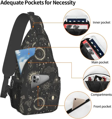 Vista 5 de PETTDY Bolso bandolera para hombres y mujeres, mochila de hombro, bolsas de pecho, mochila cruzada para senderismo, camping, viajes al aire libre