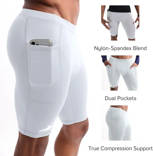 Vista 3 de CompressionZ Pantalones cortos de compresión para hombre, ropa interior deportiva de compresión de elastano
