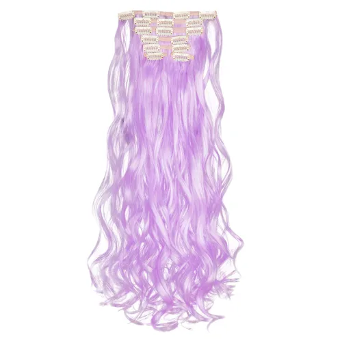Vista 10 de Extensiones de cabello ondulado, doble trama, 7 piezas con 16 clips, largo de 24 pulgadas