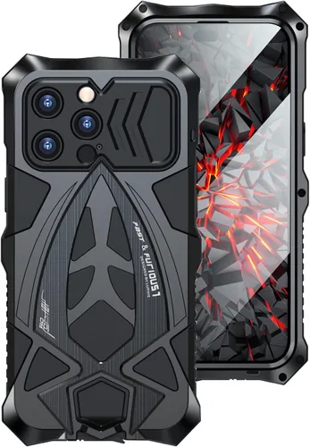 Vista 15 de Funda de metal para iPhone 13 Pro a prueba de golpes con aluminio y goma de silicona híbrida de triple capa de protección contra caídas de grado
