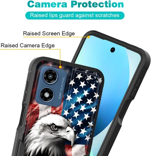 Vista 4 de para Moto G Play 4G 2024, funda de dos capas híbrida resistente y a prueba de golpes, PC duro + silicona suave protectora para Motorola Moto G Play