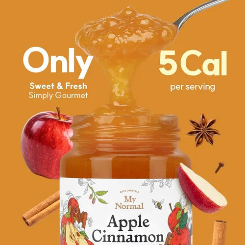 Vista 5 de My Normal Mermelada de manzana y canela sin azúcar, apta para diabéticos, gelatina de manzana al 50% con alulosa, keto y mermelada de azúcar sin