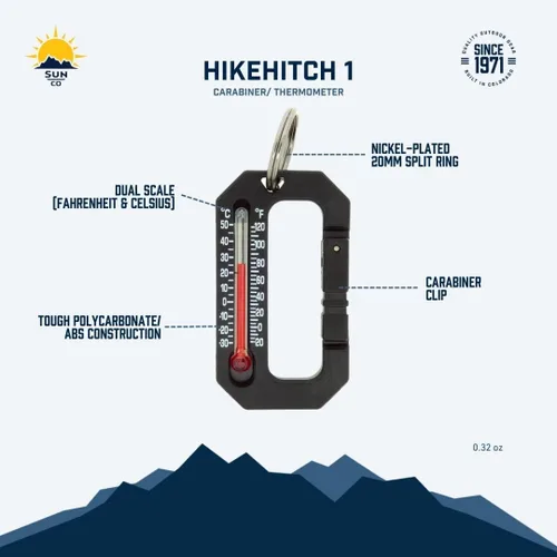 Vista 5 de Sun Company HikeHitch 1 - Mosquetón termómetro Accesorio de camping, senderismo y mochilero