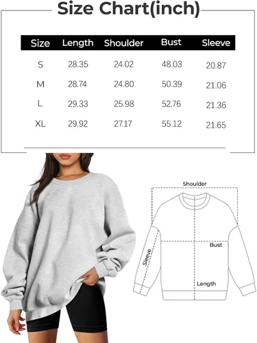 Vista 5 de Trendy Queen Sudaderas de gran tamaño para mujer, sudaderas con cuello redondo, trajes de otoño e invierno, suéteres de moda 2024