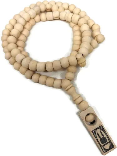 Vista 5 de Tasbih musulmán de madera con 99 cuentas de rosario, Amn081, etiqueta impresa para foto del Islam, oración del Islam, Zikr Misbaha Ramadán, regalo