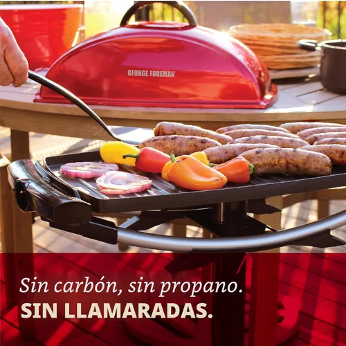 Vista 5 de Parrilla eléctrica George Foreman GFO201R, para interiores y exteriores , Antiadherente, Rojo