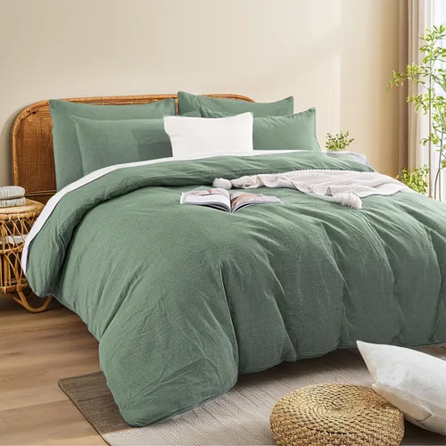 Vista 378 de NEXHOME PRO Funda de edredón Twin XL 100% algodón lavado, transpirable, duradera, texturizada, similar al lino, juego de ropa de cama para el hogar