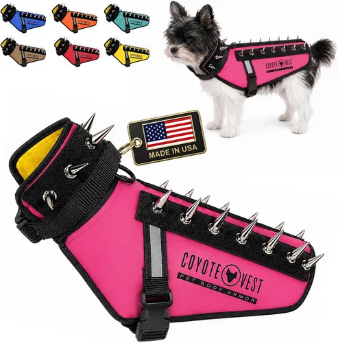 Vista 30 de CoyoteVest Chaleco Protector de Arnés para Perro, Accesorios Reflectantes para Perro con Picos para Proteger a tu Mascota de Ataques de Rapaces