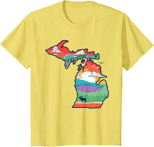 Vista 43 de Michigan Outside - Camiseta con ilustración artística