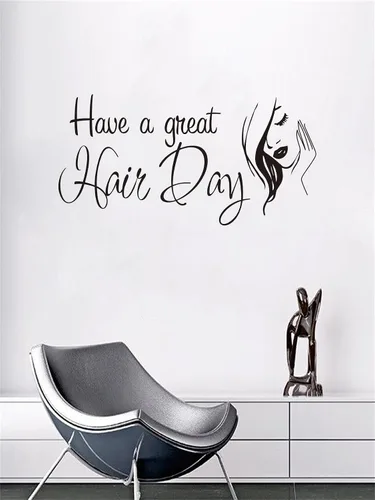 Vista 7 de Vinilo adhesivo de pared para peluquería, arte creativo de vinilo para peluquerías y estudios de peluquería, 24 x 12 pulgadas