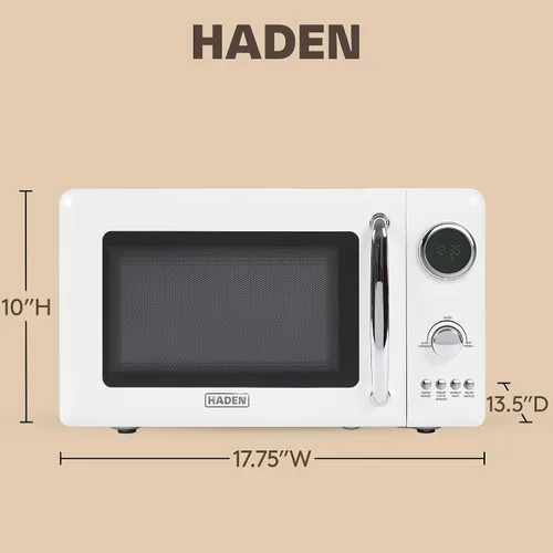 Vista 4 de Haden Horno microondas de 700 vatios y 0.7 pies cúbicos con controles digitales, descongelación e inicio instantáneo para encimera, pequeño