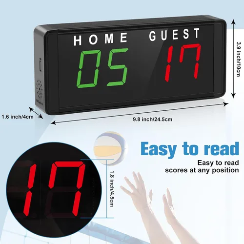 Vista 2 de Samshow LED Electronic Scoreboard Digital Score Keeper with Remote & Tripod, Basketball Scoreboard with Shot Clock & Timer & 12/24h Real Time for