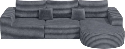 Vista 8 de Sofá seccional modular de 110", sofás de nube para sala de estar, sofá deshuesado con asiento profundo, sofá en forma de L con chaise, no requiere