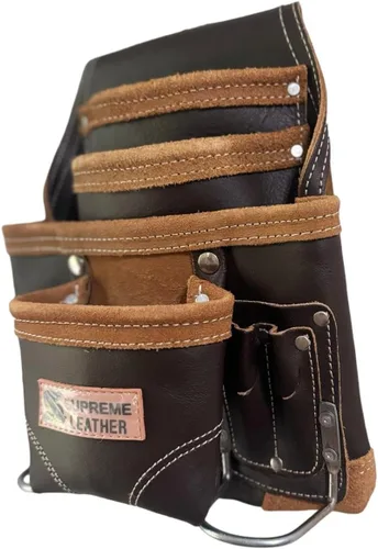 Vista 3 de Bolsa de herramientas de cuero Supreme Leather para construcción, bolsa de herramientas de carpintero, bolsa para electricista 10 bolsillos, 2
