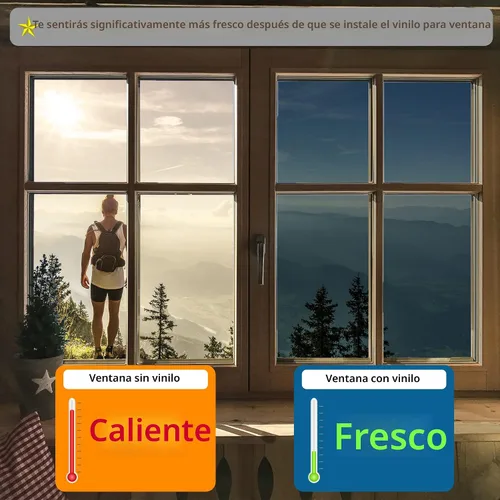 Vista 4 de FuFin Película de privacidad unidireccional para ventana con herramientas de instalación, material PET de alta calidad, control de calor, 99%