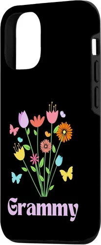Vista 2 de iPhone 12/12 Pro Grammy Grandma Spring Flowers Pretty Tulips Butterfly Pink Case