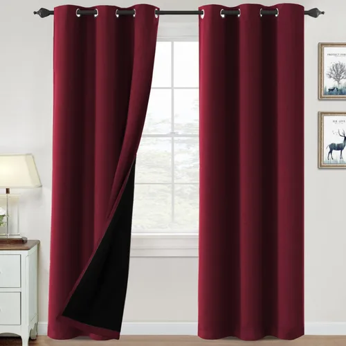 Vista 69 de H.VERSAILTEX Cortinas 100% de opacidad para dormitorio, con aislamiento térmico, cortinas opacas de 63 pulgadas de largo, cortinas de bloqueo