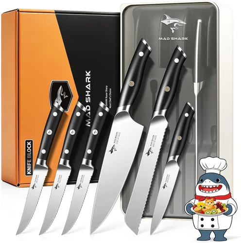 Vista 9 de MAD SHARK - Juego de cuchillos de cocina, 5 piezas de cuchillos de chef