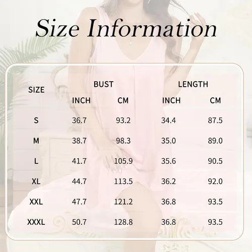 Vista 5 de Mawor Camisones para mujer, de satén, cuello en V, suave, cómodo, ropa de dormir