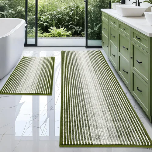 Vista 45 de BSICPRO Tapetes de baño de felpilla, 20 x 32 pulgadas, antideslizantes, absorbentes, suaves, peludos, para baño, lavables a máquina (salvia)