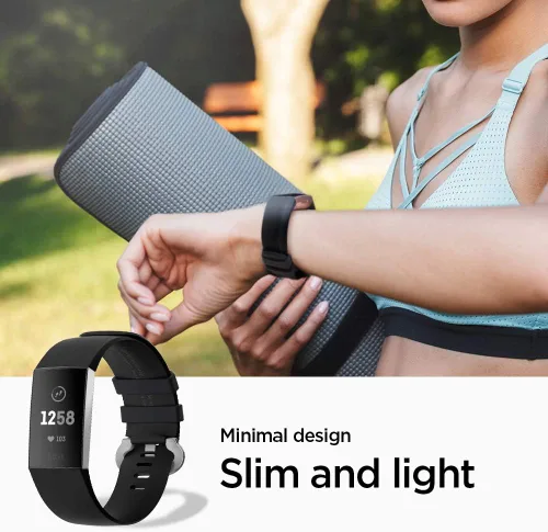 Vista 3 de Spigen Ajuste de silicona diseñado para Fitbit Charge 4 (2020) / Charge 3 (2018) Band - Negro
