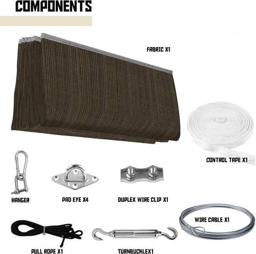 Vista 7 de TANG Cubierta de Sombra para Pérgola de 3' x 12', Toldo Retráctil, Toldos de Sol para Pérgolas de Patio Exterior, Kit para Terraza, Patio Trasero