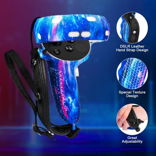 Vista 18 de Relohas Accessories for Oculus Quest 2, VR Accessory Set for Meta Quest 2, Include Controller Grip Leather Cover, VR Shell Cover, Face Cover, The